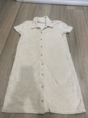 Wilfred Cream Plush Button-Front Shirt Dress